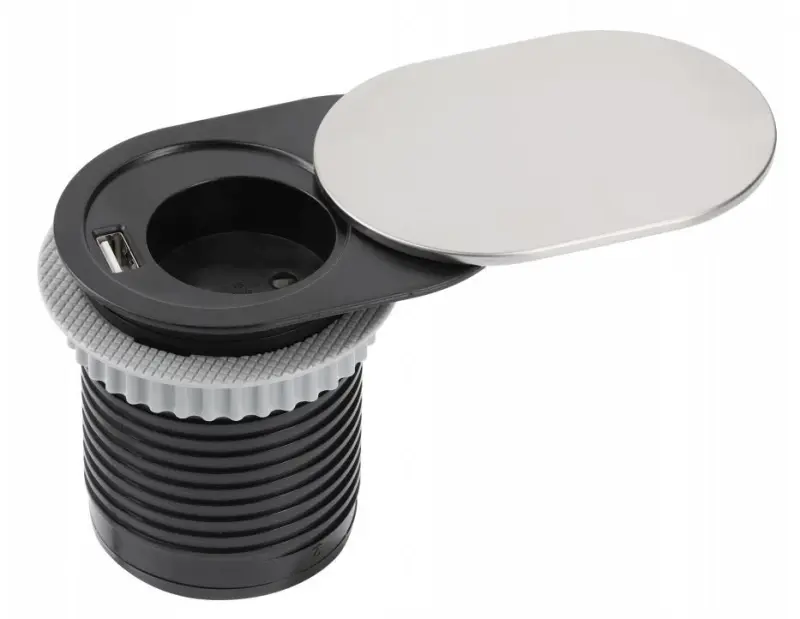 Вградена кухненска контактна доза Indux Slide в работния плот с USB C и контактна доза, цвят неръждаема стомана 1208957391