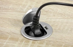 Indux Cover Вграден контакт за работен плот с USB и 1 гнездо, цвят сребро 1208957393