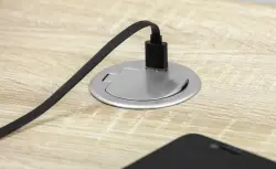 Indux Cover Вграден контакт за работен плот с USB и 1 гнездо, цвят сребро 1208957393