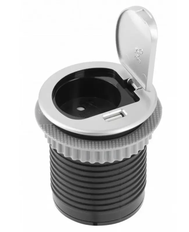 Indux Cover Вграден контакт за работен плот с USB и 1 гнездо, цвят сребро 1208957393