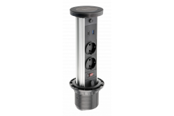 Indux Lift Потъващ контакт в черно за кухненски плот, с осветление, 2 x USB и безжично зареждане 1208957401