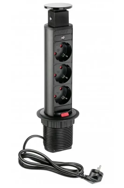 Indux Up & Down Малка потъваща черна кухненска колона за работния плот, 3 гнезда 1208957415