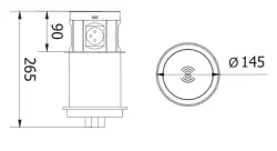 Indux Push Потъваща бяла кколона за работния плот с 4 контакта, 2 x USB, 2 x RJ45 и безжично зареждане 1208957419
