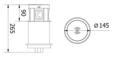 Indux Push Потъваща бяла кколона за работния плот с 4 контакта, 2 x USB, 2 x RJ45 и безжично зареждане 1208957419