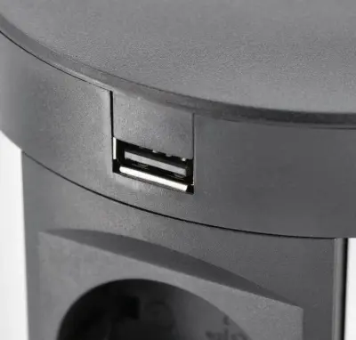 Indux Push Потъваща черна колона за работния плот с 4 контакта, 2 x USB, 2 x RJ45 и безжично зареждане 1208957420