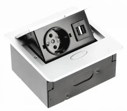 Indux Flip Small Кухненски контакт за работния плот или горния шкаф, матово бял с 2 USB зарядни 1208957423