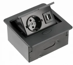 Indux Flip Small Кухненски контакт за работния плот или горен шкаф, матово черно, с 2 USB зарядни 1208957424