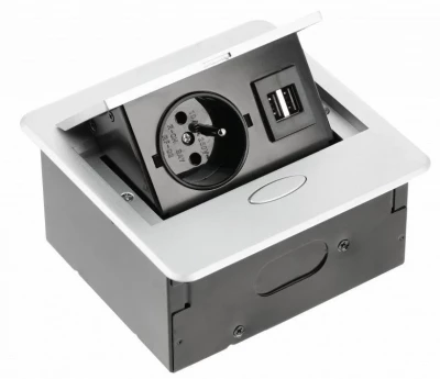 Indux Flip Small кухненски контакт за вграждане в плота или горния шкаф, матово бял, с 2 USB зарядни устройства 1208957426