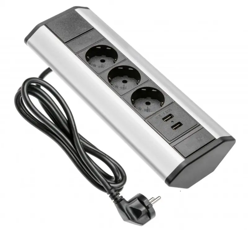 Indux Corner Кухненск ъглов контакт с 3 гнезда и 2 USB зарядни 1208957431