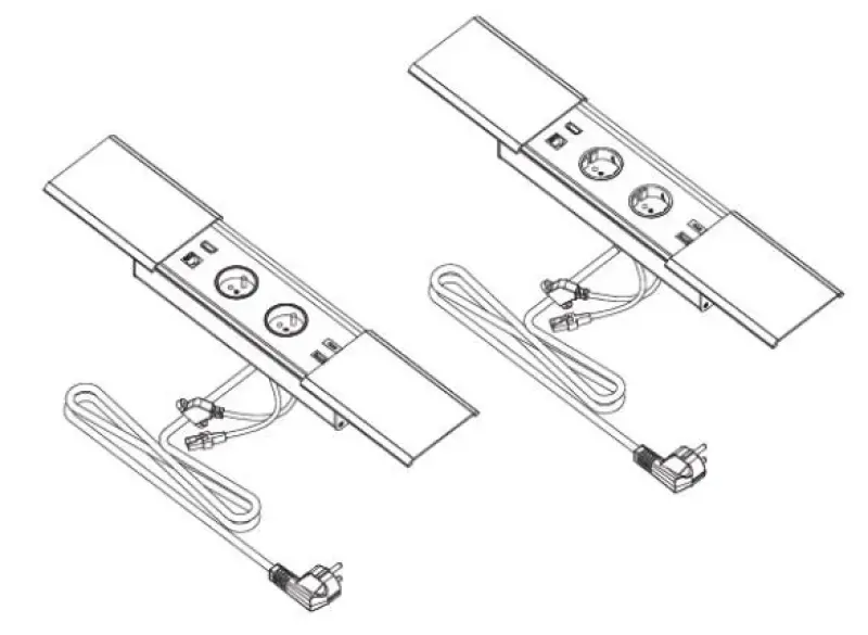 Indux Slide max вградено кухненско контактно гнездо с заземяване в работния плот с USB-A, HDMI, RJ45 и USB-C, цвят мат бял 1208957440