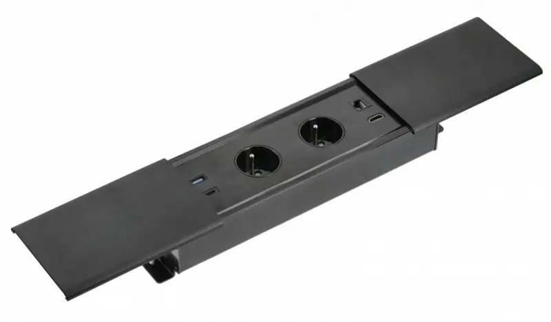 Indux Slide Max вграден кухненски контакт с заземяване в работна плот с USB-A, HDMI, RJ45 и USB-C, цвят матово черно 1208957441
