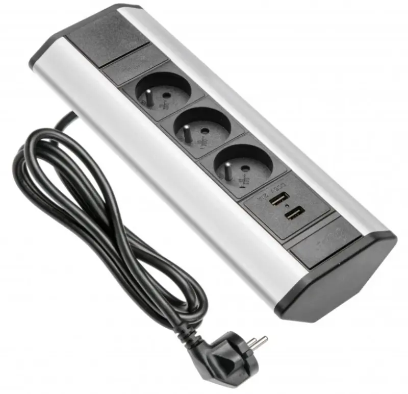 Индукс Corner ъглова кухненска контактна система с 3 заземени контакта и 2 USB зарядни устройства 1208957442