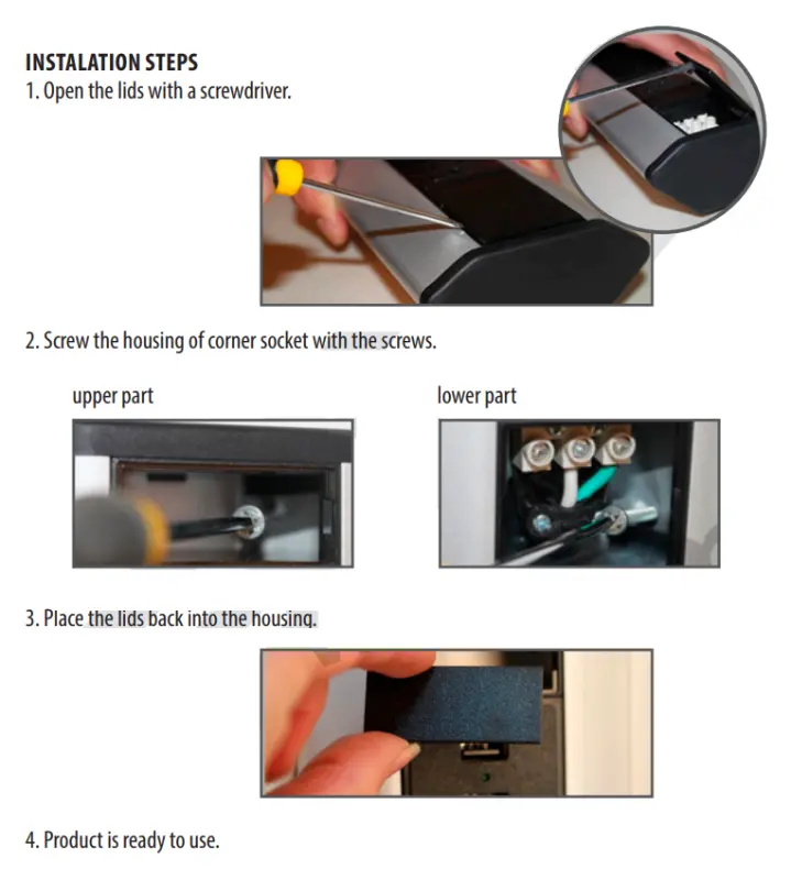 Индукс Corner ъглова кухненска контактна система с 3 заземени контакта и 2 USB зарядни устройства 1208957442