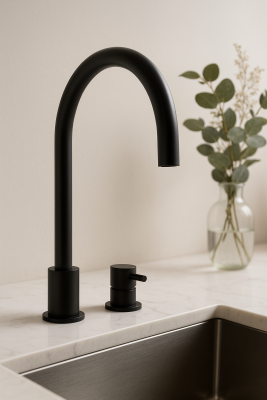 Waterevolution Flow Смесител за кухня с 2 отвора, матирано черно T151PR