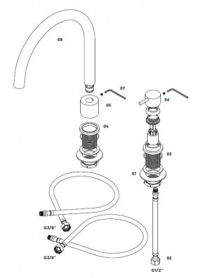 Waterevolution Flow Смесител за кухня с 2 отвора, месинг T151LE