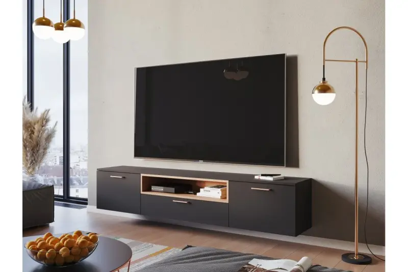 Декоративна месингова златна стояща лампа Abies с черен мраморен основа 7573