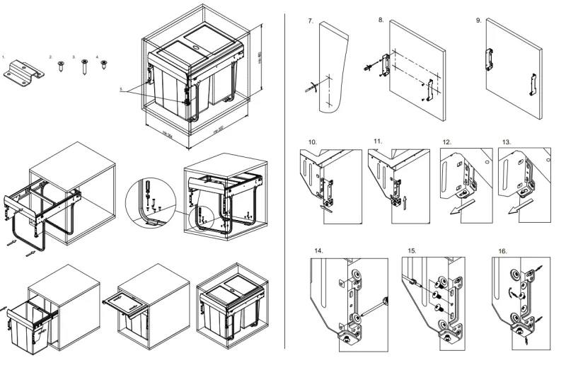 Garbi Carrier C-40-2-H Система за отпадъци със собствени релси и 2 коша за отпадъци 2 x 20 литра 1208957463