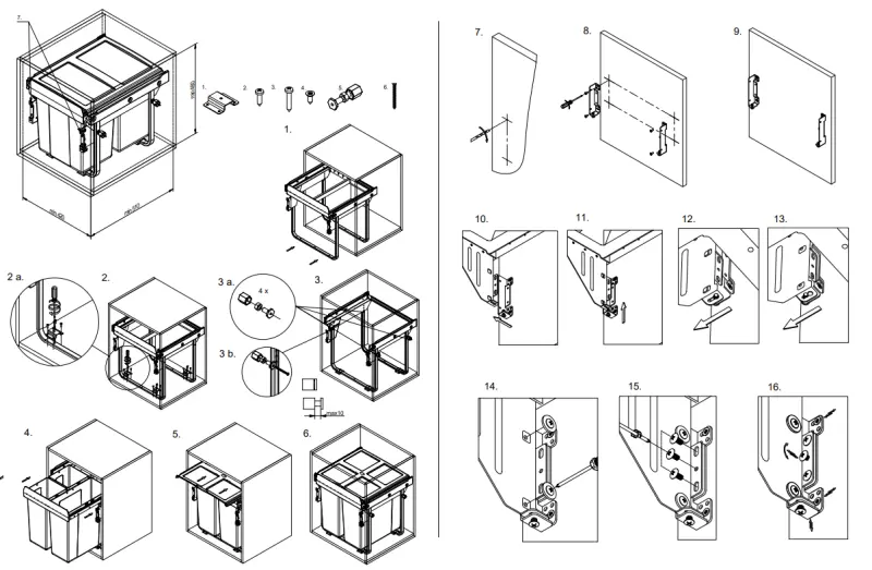 Garbi Carrier C-45-3-H Система за отпадъци със собствени врелси и 3 коша за отпадъци 1 х 20 + 2 х 10 литра 1208957465