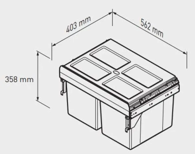 Garbi Carrier C-60-2 Система за отпадъци със собствени релси и 2 коша за отпадъци 2 x 27 литра 1208957468