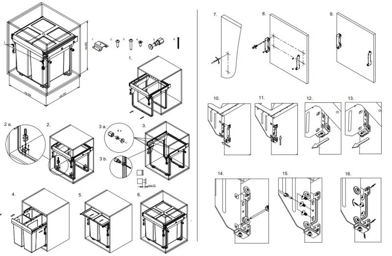 Garbi Carrier C-60-3-H Система за отпадъци със собствени релси и 3 кофи за отпадъци 1 x 34 + 2 x 17 литра 1208957470