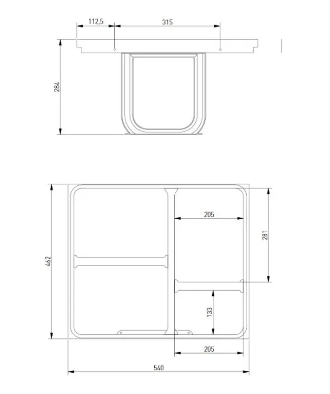 Garbi Basket B-60-4-H Система за отпадъци за чекмедже 60см вкл. държач и 4 кофи за боклук 1208957472