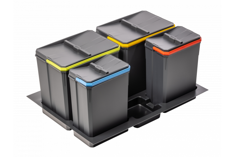 Garbi Basket B-70-4 Система за сортиране на отпадъци  за чекмедже 70см вкл. държач и 4 кофи за боклук 1208957476