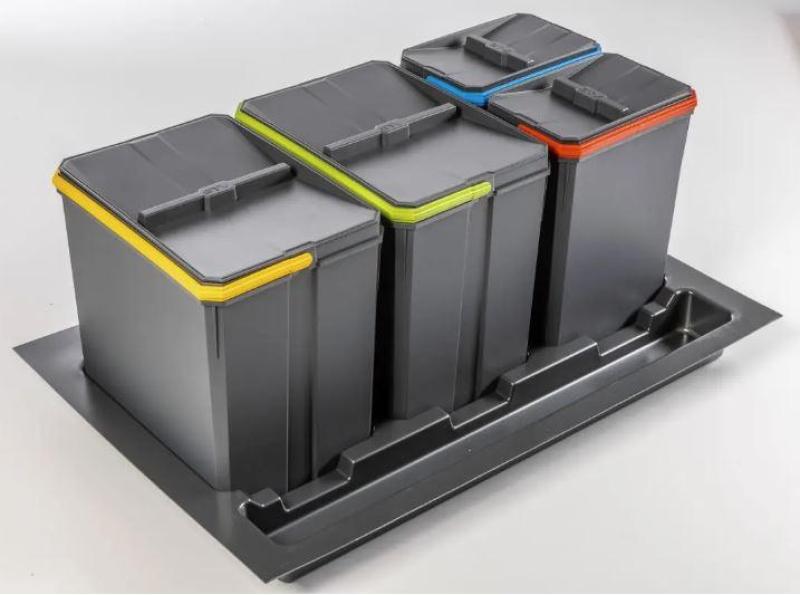 Garbi Basket B-80-4 Система за сортиране на отпадъци за чекмедже 80см вкл. държач и 4 кофи за боклук 1208957477