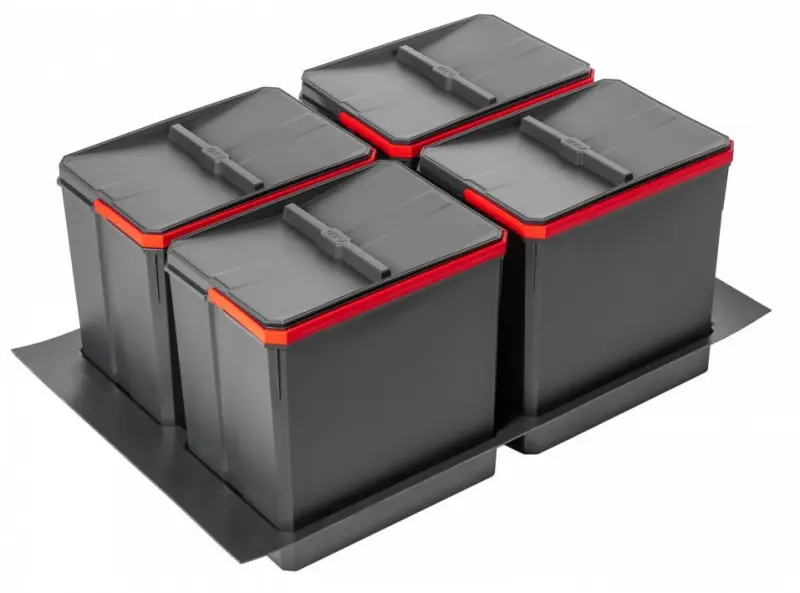 Garbi Basket B-80-4-G Система за сортиране на отпадъци за чекмедже 80cm вкл. държач и 4 x 15л кофи за отпадъци 1208957478