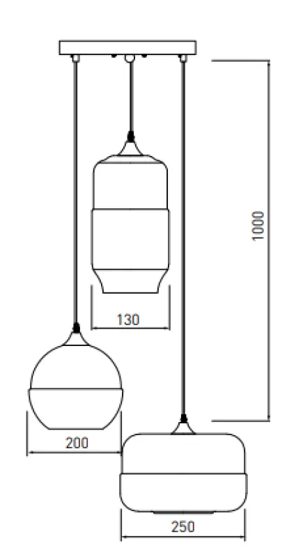 Декоративен модерен лампион от метал и стъкло с 3 светлинни източника 9270 от Lender