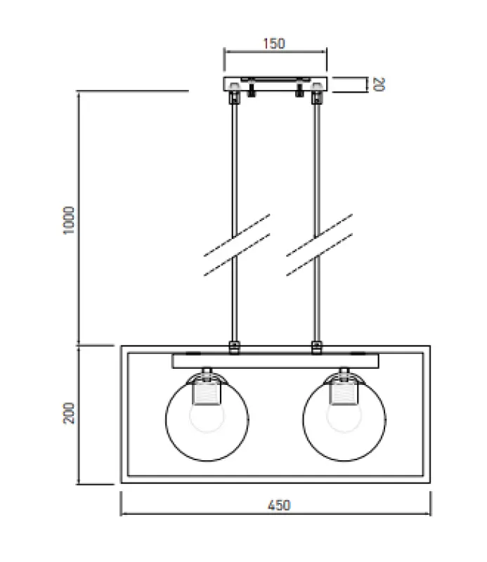 Декор Avelin висяща лампа със златен правоъгълен рамка ширина 45 см 2232