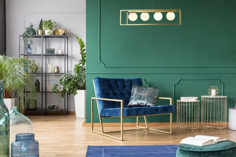 Декоративна висяща лампа Avelin със златна правоъгълна рамка ширина 80 см 2287