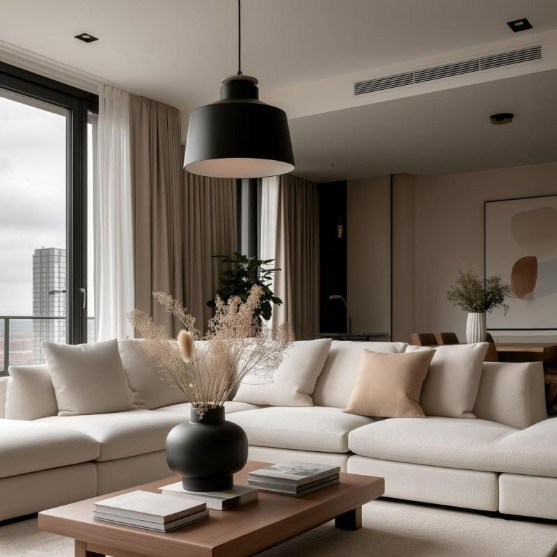 Декор Маргус матова черна метална висяща лампа с дървена добавка 2911