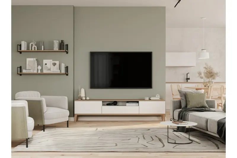 Декор Маргус бяла метална висяща лампа с дървена добавка 3086