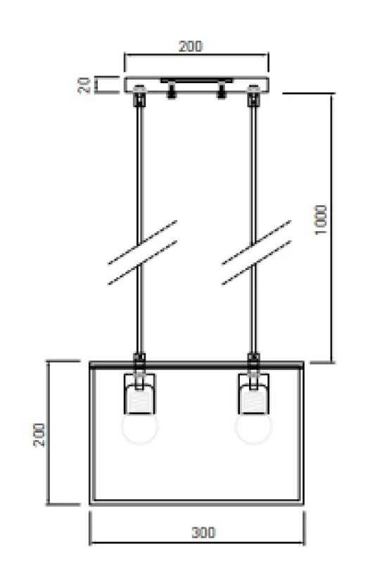 Декор Diu черен геометричен висящ лампион с 2 източника на светлина ширина 30 см 3628