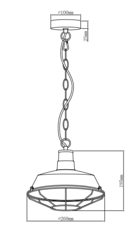 Декоративна черна висяща лампа Lars с индустриална черна решетка диаметър 26 см 2233