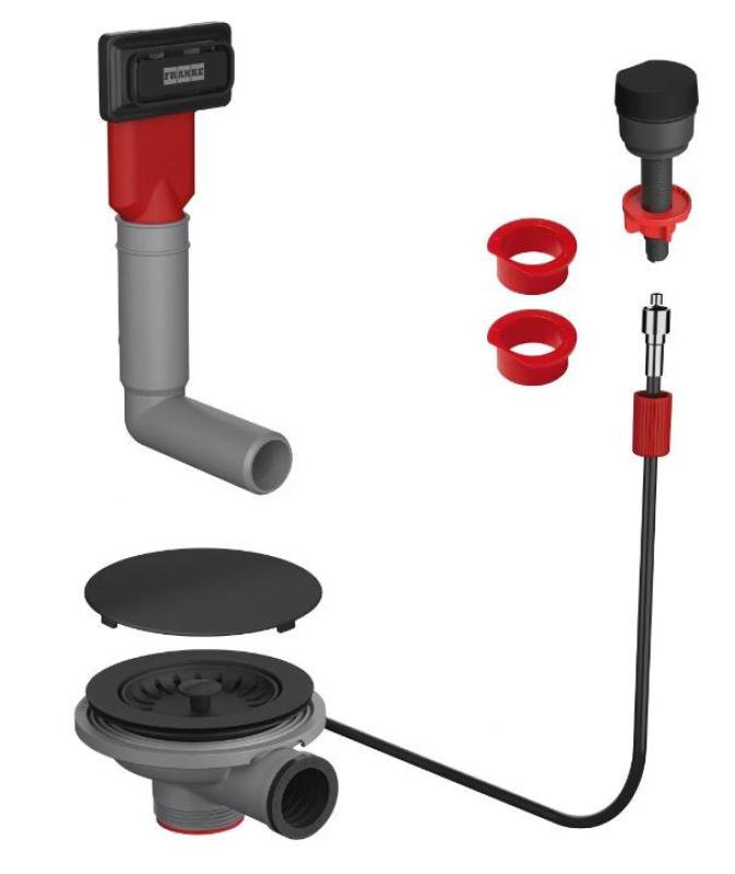 Franke Матово черен комплект за отвод с вкл. въртящ се бутон, цедка и преливник 112.0658.446