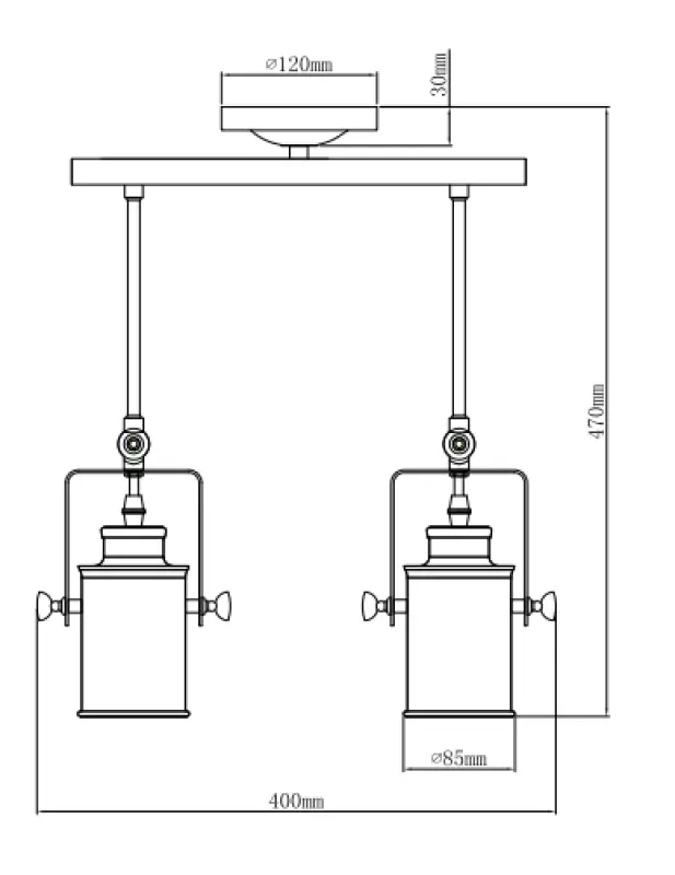 Декоративна демир черна подвесна лампа с 2 светлини 3994
