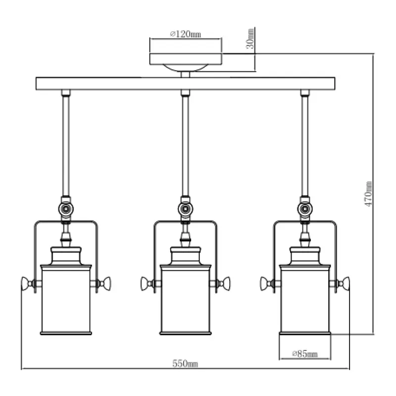 Декор Демир черен висящ лампион с 3 светлинни източника 4014