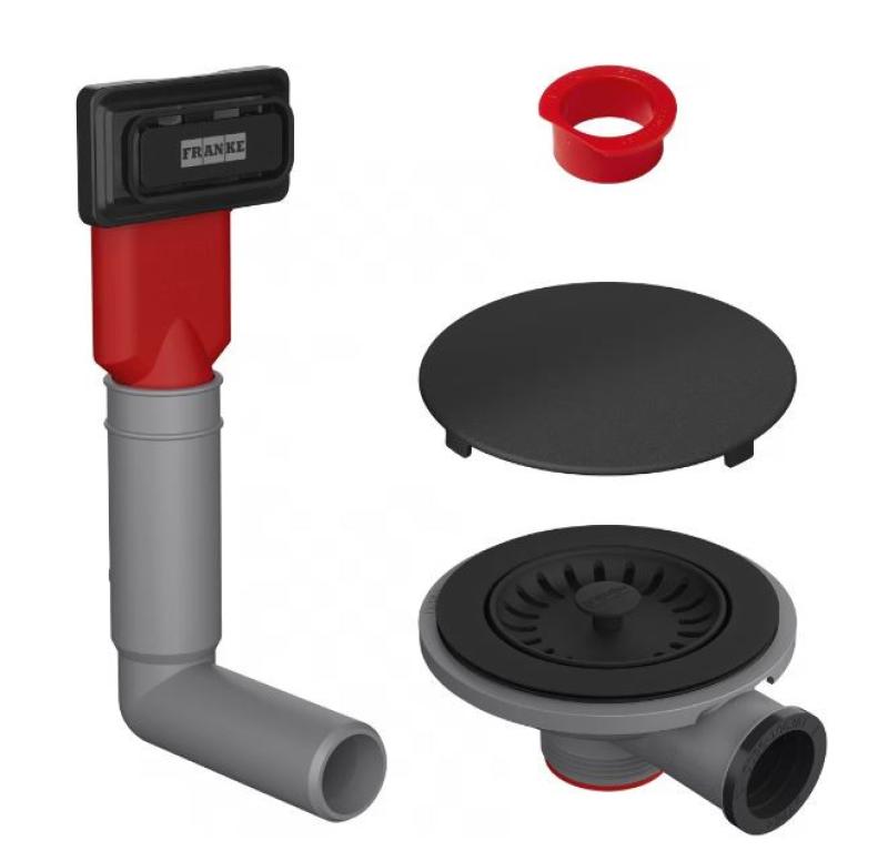 Franke Комплект за оттичане с цедка и преливнник, матово черно 112.0658.444