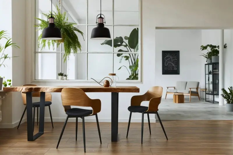 Декор Noor елегантен черен висящ лампион с меден елемент 2691