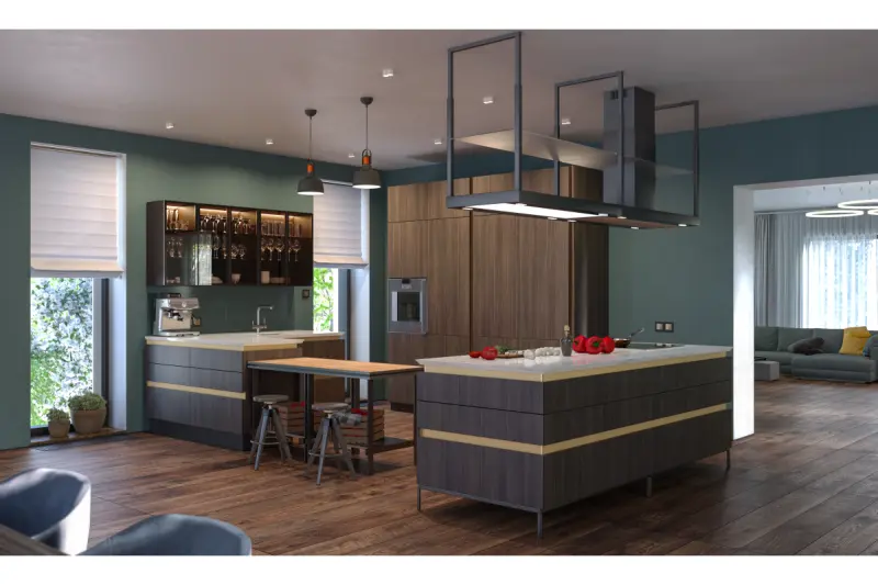 Декор Noor елегантен черен висящ лампион с меден елемент 2691