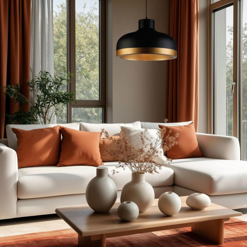 Декор Goldi черна златна модерна висяща лампа с диаметър 42 см 4113