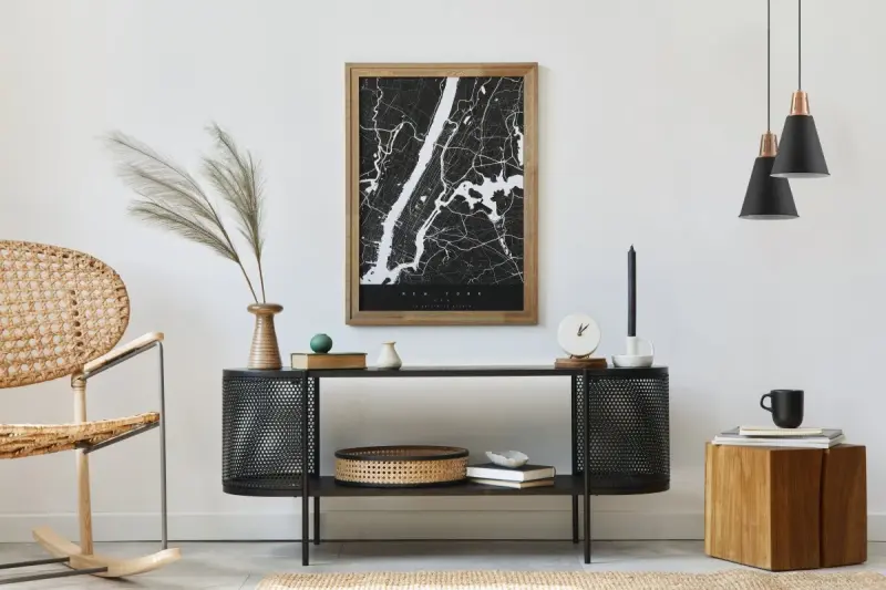 Декоративен стил Гиани елегантен черен меден подвесен лампион 22 см диаметър 9974