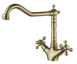 AquaTrimo Windsor Класически кухненски смесител с носталгичен дизайн и винтидж чучур, бронз 21WS7531BN