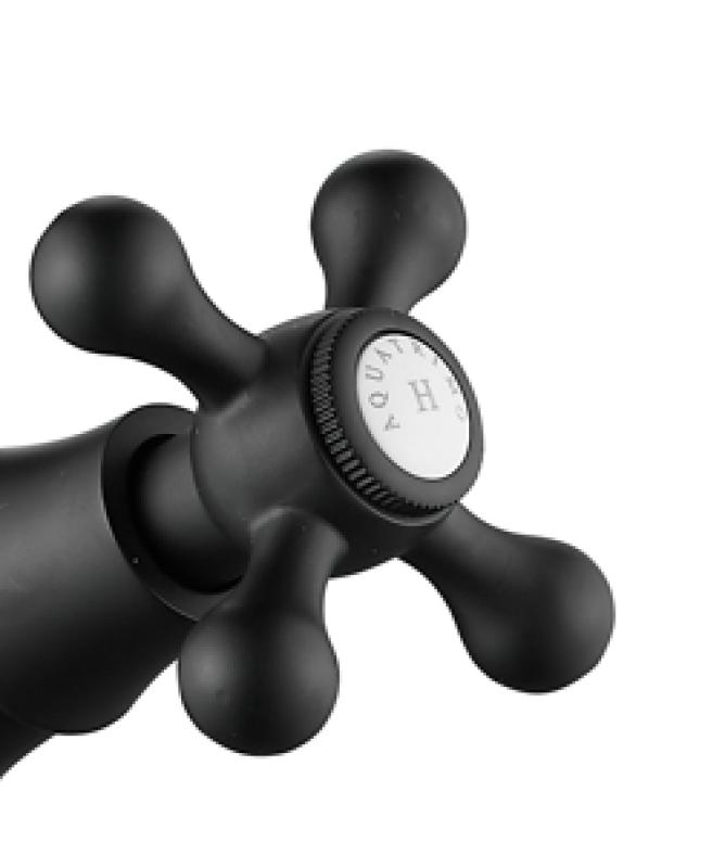 AquaTrimo Windsor Класически кухненски смесител с носталгичен дизайн и винтидж чучур, матово черен 21WS7531SW