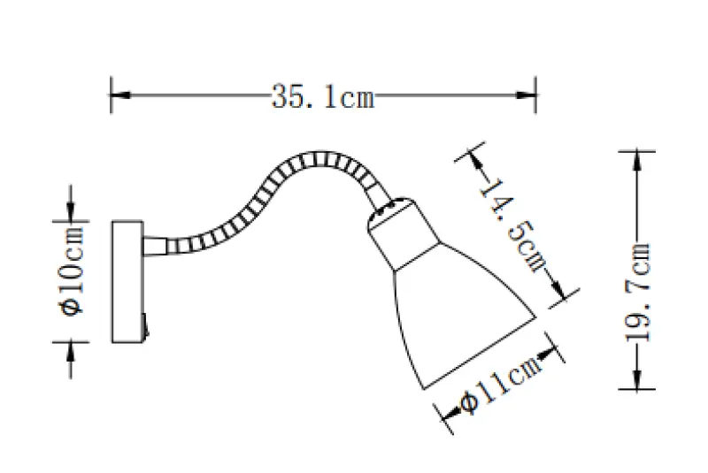 Декор Еторе черен стенен аплик с метален рамо 11 см диаметър 1860