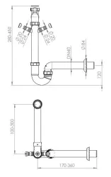 Ausmann Siphon пространствоспестяващ сифон за мивка за кухня с 2 връзки за съдомиялна машина 1208957660