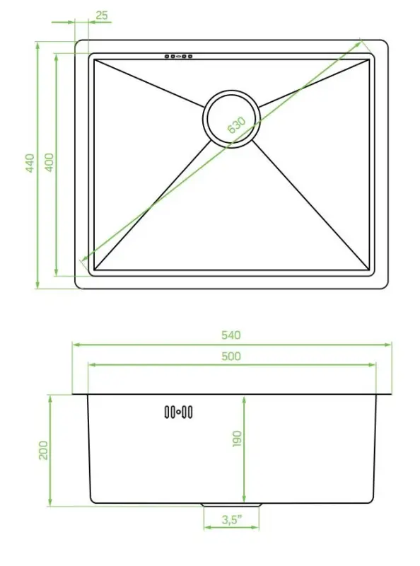 Aquadesign Иноксова мивка  50x40 PVD copper, монтаж под, над и на нивото на плота 1208957700