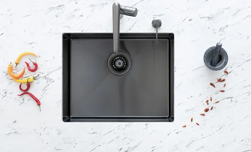 Aquadesign Sinks Иноксова мивка антрацит PVD 50x40, монтаж под, над и на нивото на плота 1208957702