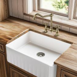 AquaTrimo Windsor Класически кухненски смесител с 2 отвора и винтидж чучур, бронзов 21WS7653BN